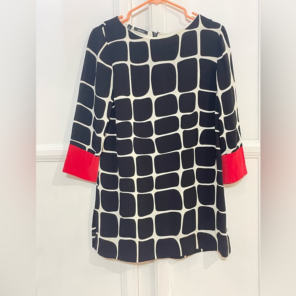 Carlisle Collection Geometric Black and White Tunic‎ Dress Size 6